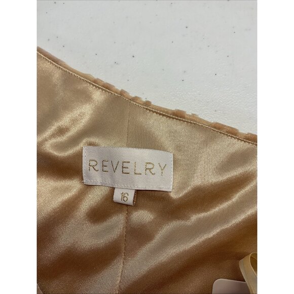 Revelry Jade Floral Burnout‎ Dress Gown One Shoulder Champagne Size 16 NWT - Picture 6 of 15